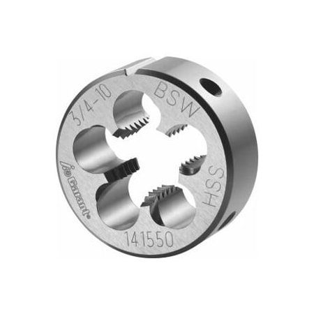 Garant 3/4in-10  HSS Round Die, for Whitworth Threads to BSW Standards, Closed/Pre-Slit Form 141550 W3/4